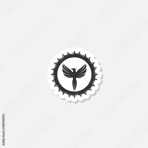 Phoenix bird icon sticker isolated on white