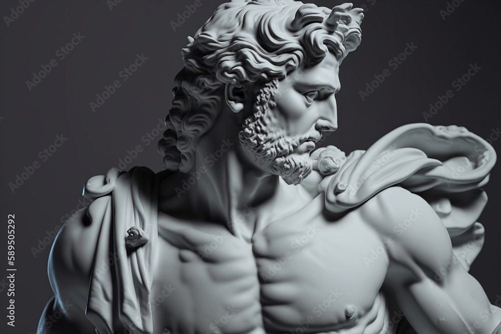 A statue of a roman man with a beard. A statue of a roman man with a beard.