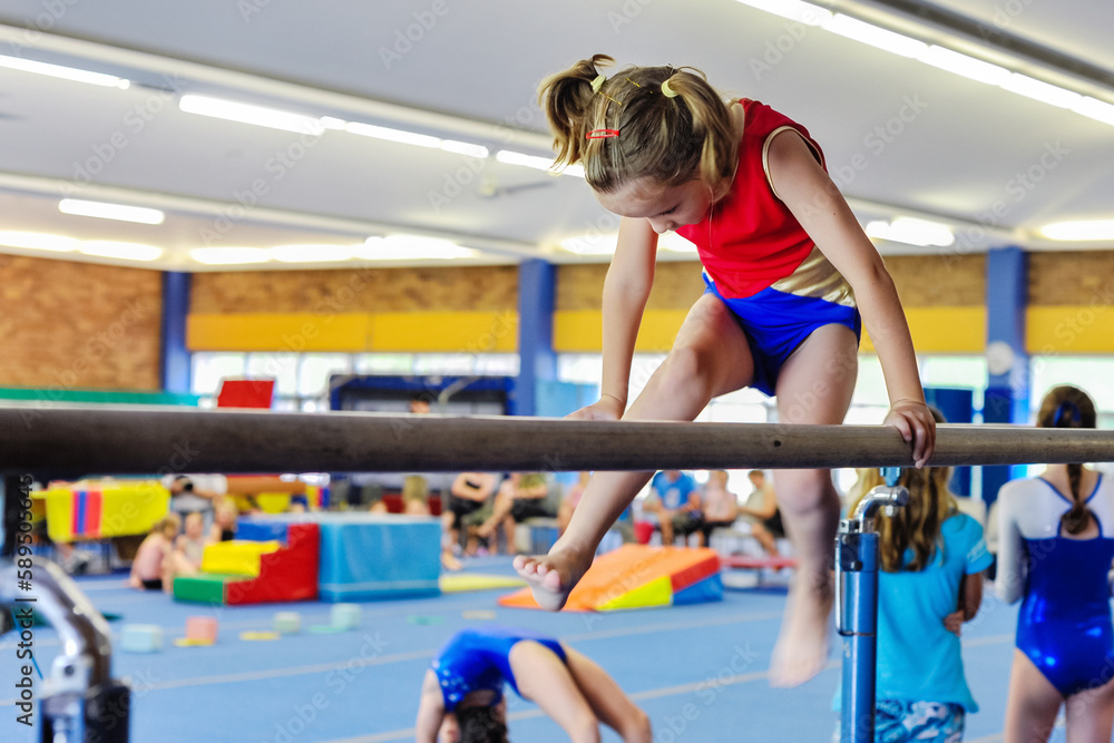 little girl at gymnastics Stock Photo | Adobe Stock