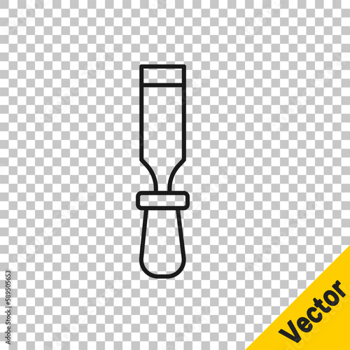 Black line Chisel tool for wood icon isolated on transparent background. Vector