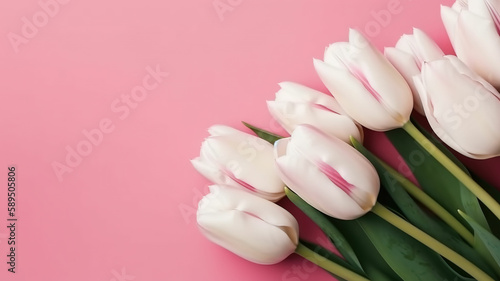 White tulips banner, Generative AI