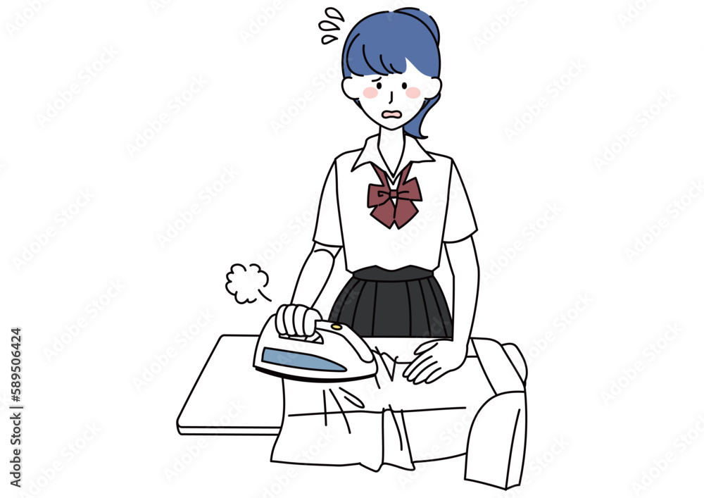 アイロンがうまくかけられない女子高校生 アイロンがうまくかけられない女子高校生