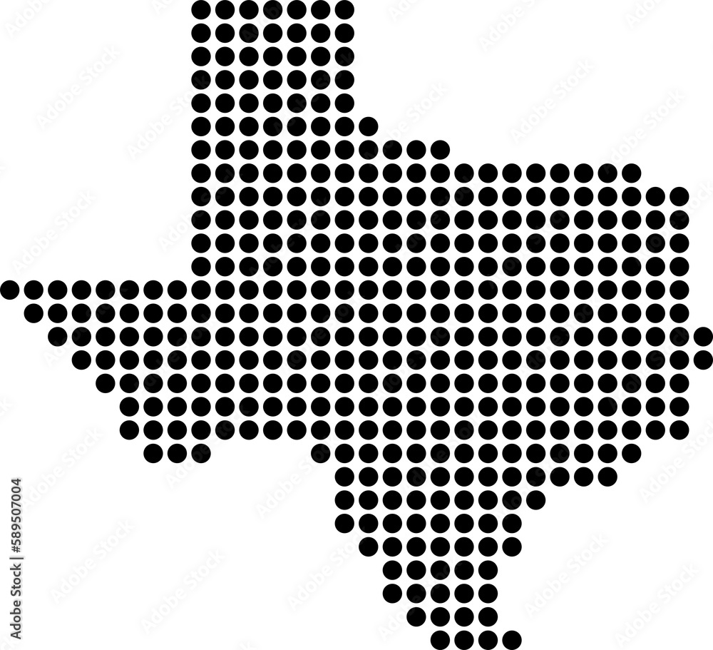Texas map contour. Texas state map in png. Dotted Texas map. US state
