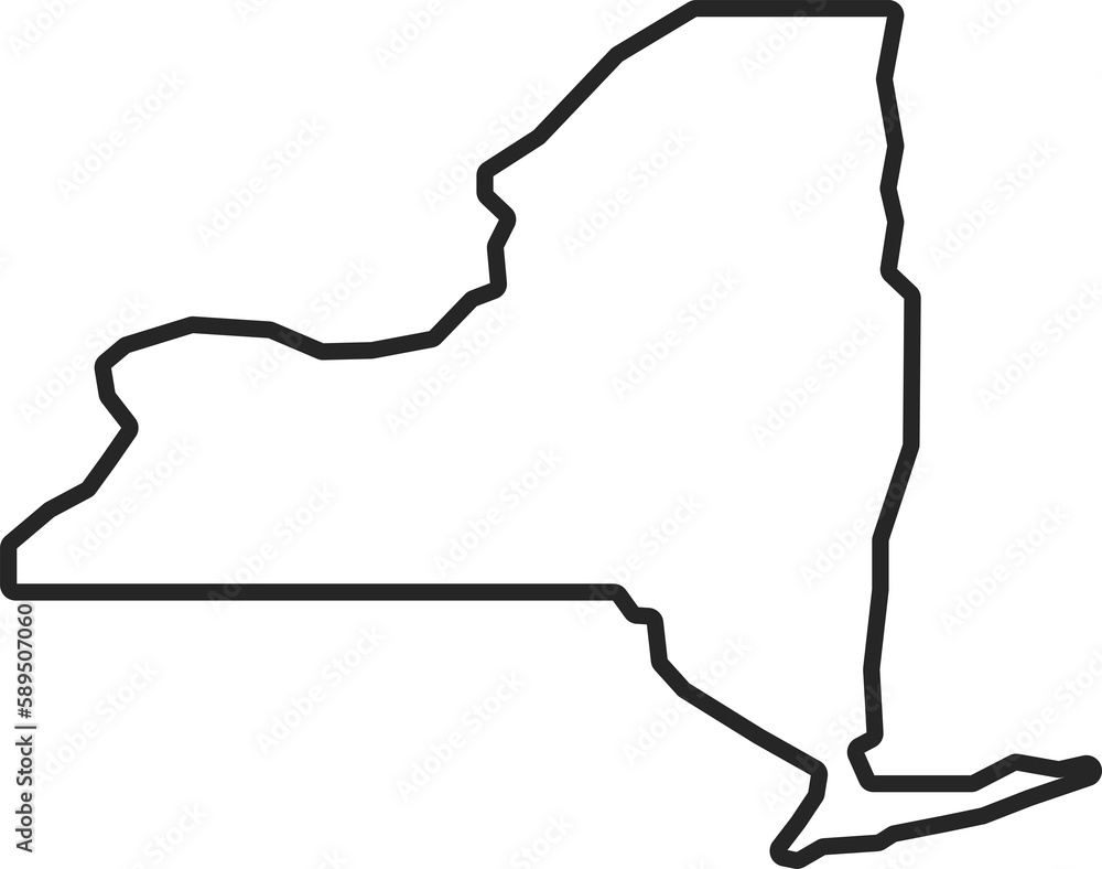 New York state map in line. Outline New York state map. Outline New