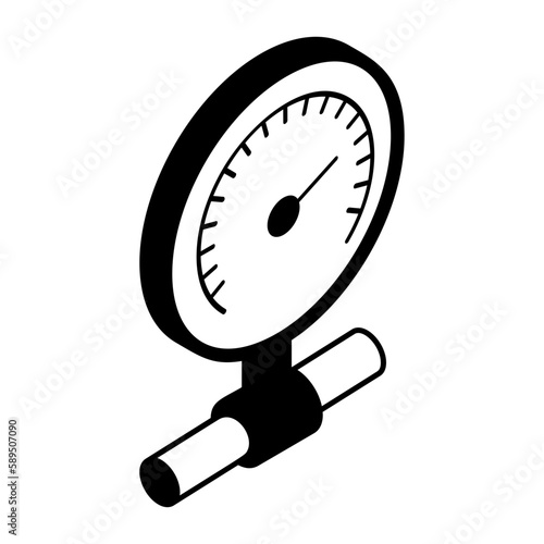 Performance Meter Vector Icon isometric Design, Motor Vehicle Service and automobile repair shop Symbol, Lorry spare parts Sign,  automotive technician equipment , Gas pressure gauge Concept