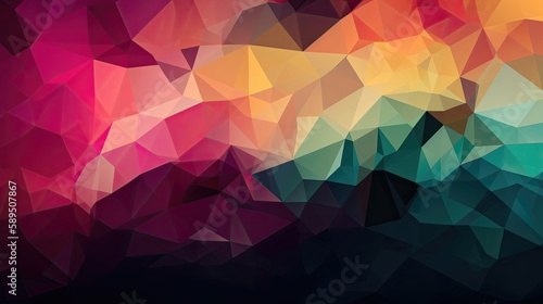 Abstract 3D colored polygon background. Generative AI © AdriFerrer