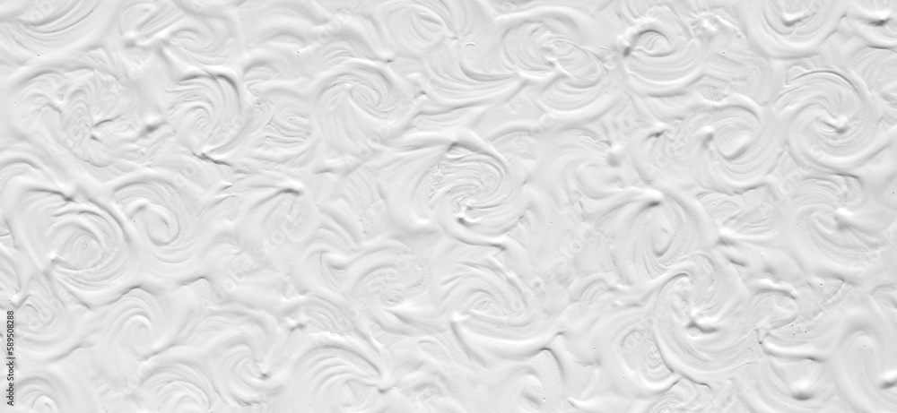 Texture of 3D paint with strokes, three-dimensional effect of a white canvas with a rose pattern. Gray background to create a wedding cover or postcard, wallpaper on the wall.