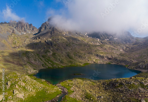 Kaçkar mountains national park, vercenik Kapılı (Kapılı) lakes, aerial view
