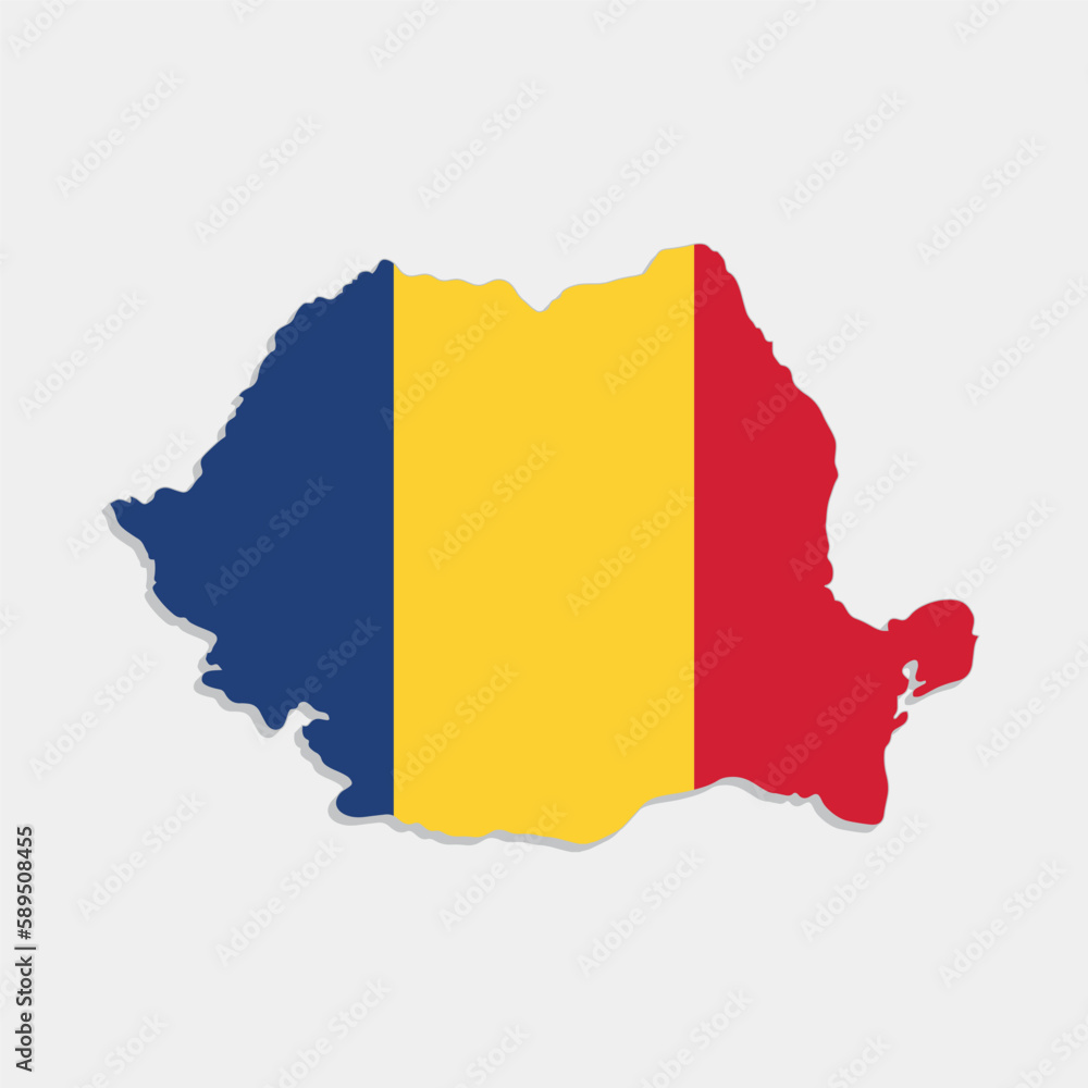 Obraz premium romania map with flag on gray background