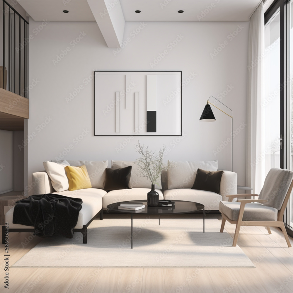 Living room aesthetic realestate mockup Generative AI Living room aesthetic realestate mockup Generative AI