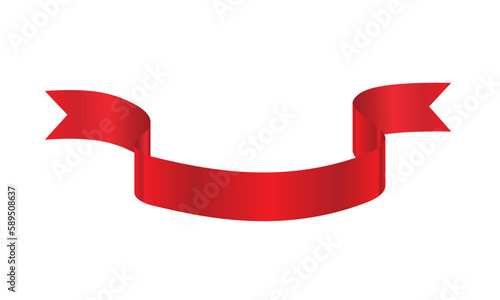 Decorative red ribbon banner isolated on a white background © natalushka