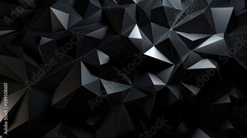 Abstract 3D black polygon background. Generative AI