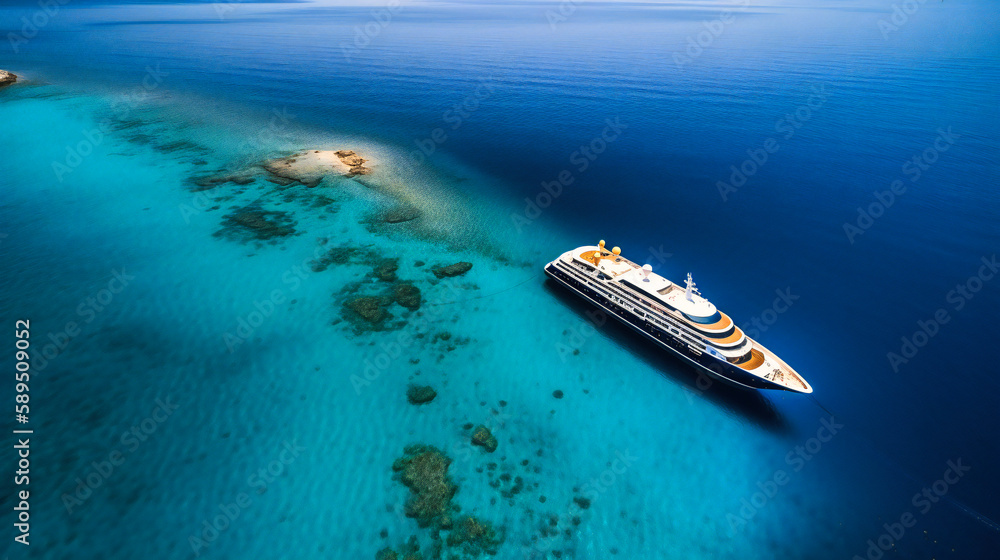 A lavish image of a luxurious yacht anchored near an idyllic beach, exuding an air of exclusivity and high-end living A lavish image of a luxurious yacht anchored near an idyllic beach, exuding an air of exclusivity and high-end living