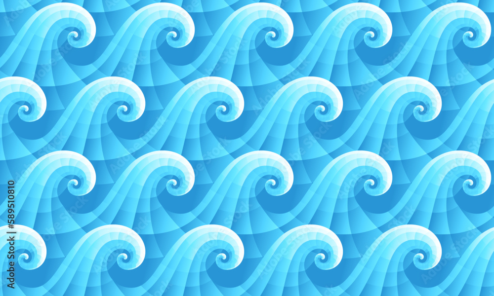 Blue seamless curly waves pattern vector illustration Blue seamless curly waves pattern vector illustration