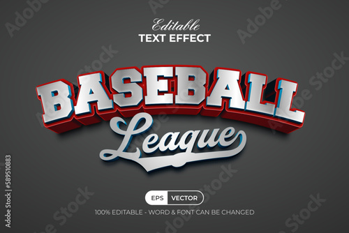 Baseball 3D Text Effect Sport Style. Editable Text Effect.