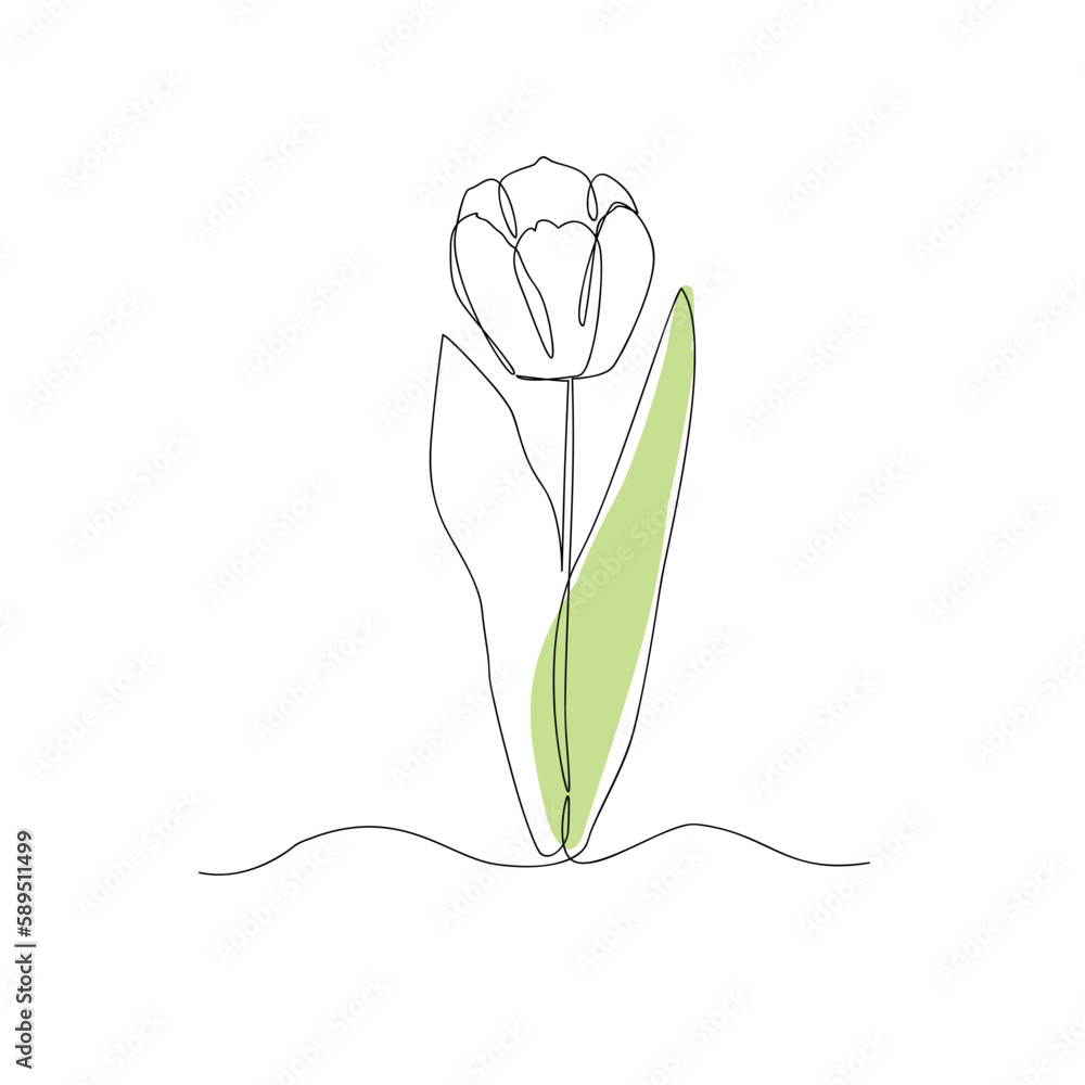A flower drawn with a continuous line. Minimalist contour drawing. A flower drawn with a continuous line. Minimalist contour drawing.