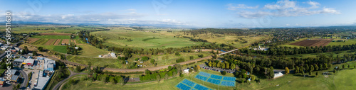 Drone view of rose point recreation aera at edge of Singleton with netball courts and sports oval photo