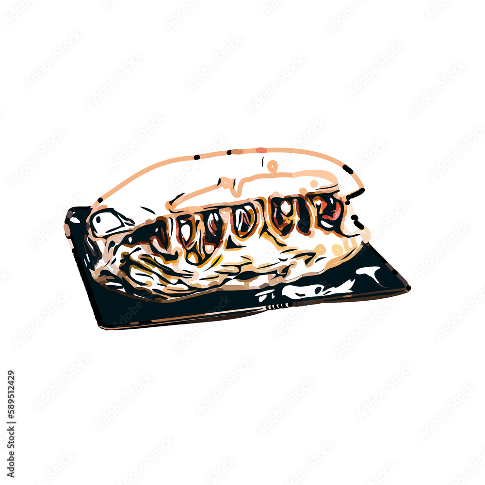 Hotdog color sketch with transparent background Hotdog color sketch with transparent background