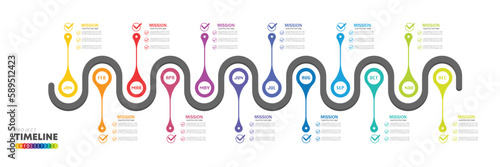 infographic Project timeline graph for 12 months modern diagram calendar, presentation vector infographic.