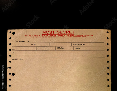 'Most Secret' Document Header At The Intelligence Factory At Bletchley Park photo