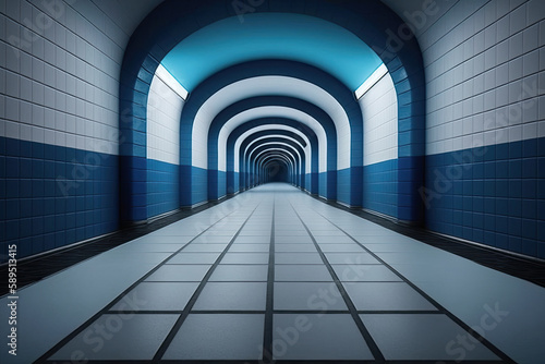 blue modern tunnel. Generative AI