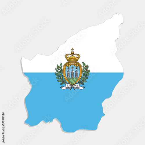 san marino map with flag on gray background