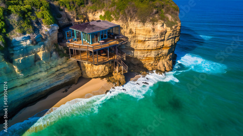 An awe-inspiring image of an exclusive oceanfront beach house rental, offering privacy and unparalleled coastal views