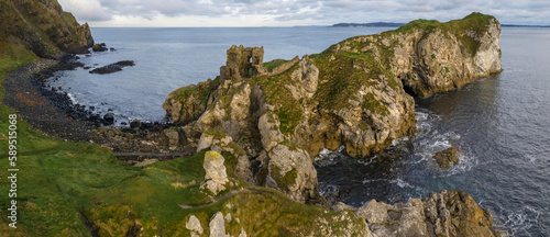 The ruins of Kinbane Castle on the Causeway Coast, County Antrim, Ulster, Northern Ireland