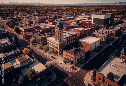 Aerial panorama of Brampton, Ontario, Canada downtown. Generative AI