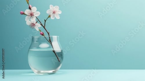 Sakura flower in vase. Illustration AI Generative