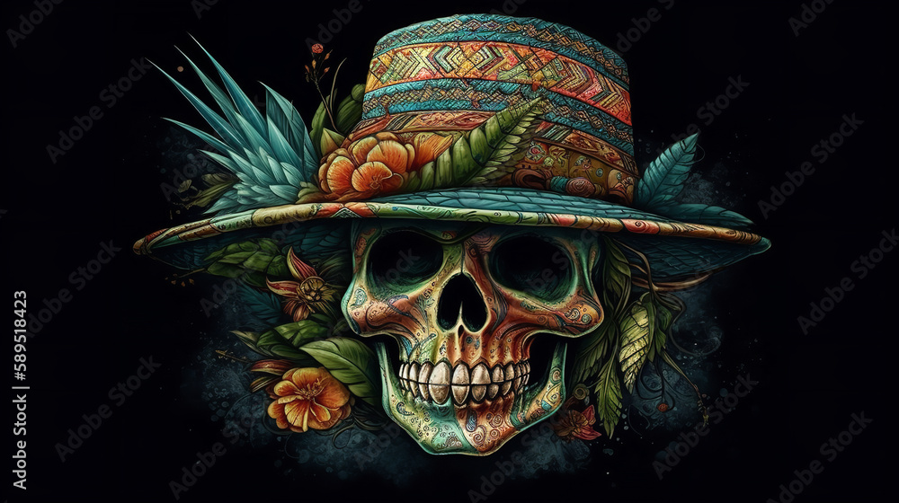 Cinco de Mayo / Day of the Dead Mexican Skull Mascot, Generative AI Cinco de Mayo / Day of the Dead Mexican Skull Mascot, Generative AI