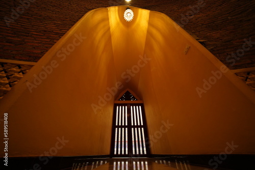 Inside the pagoda of Wat Ratchabophit, Bangkok, Thailand, open to the public for tourists to visit and take pictures every day. photo