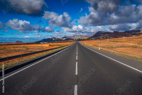 View of road and landscape near Antigua, Antigua, Fuerteventura photo