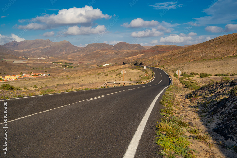 View of road, landscape and mountains near La Pared, La Pared, Fuerteventura View of road, landscape and mountains near La Pared, La Pared, Fuerteventura