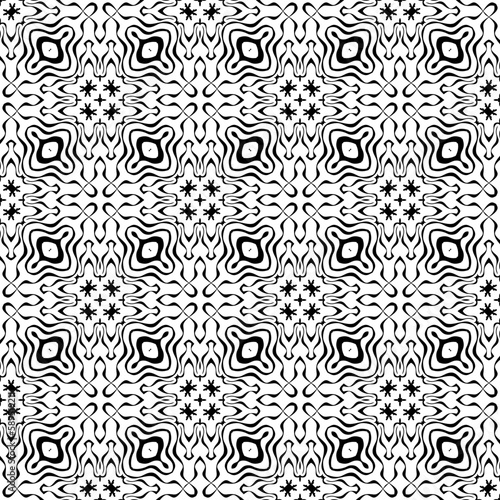 black and white seamless pattern repeated design ornament decoration floral flower damask style geometric elements tile texture textile fabric vector illustration