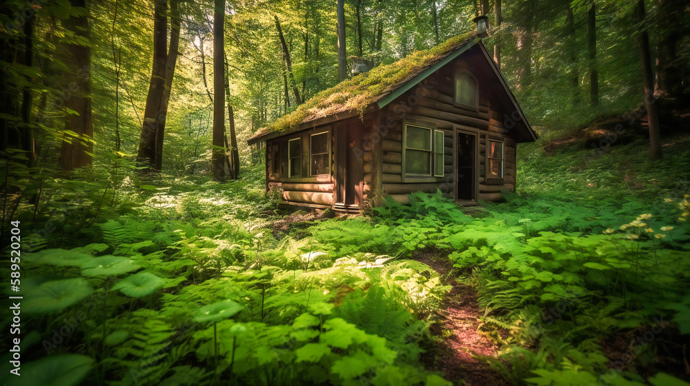 A captivating image of a charming cabin nestled in the heart of a serene woodland setting, providing a tranquil escape from the everyday A captivating image of a charming cabin nestled in the heart of a serene woodland setting, providing a tranquil escape from the everyday