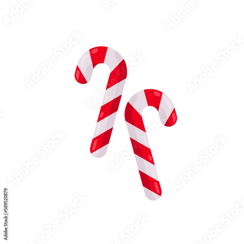 Candy Cane Christmas sweetness Isolated Sign Flat Style Vector Illustration Symbol on White Background 