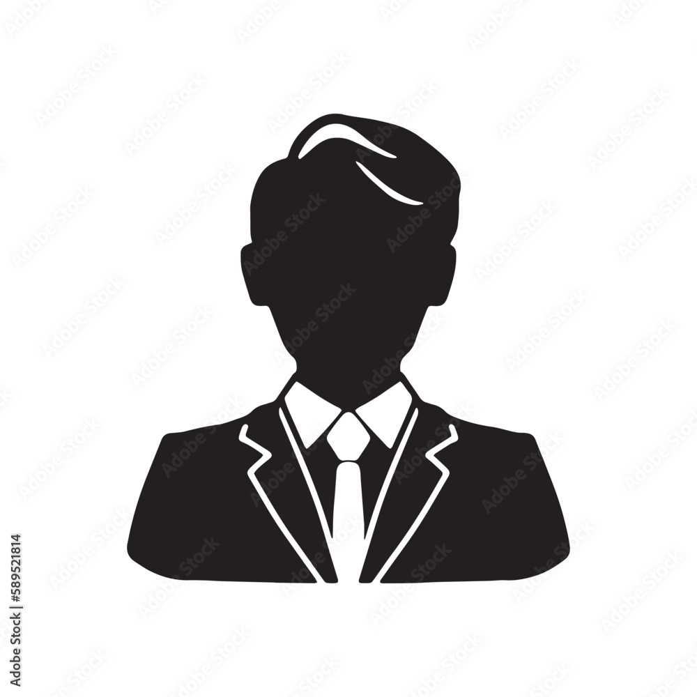 スーツを着た中年の男性シルエットイラスト 黒 スーツを着た中年の男性シルエットイラスト 黒