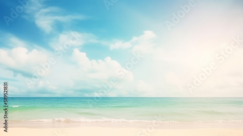 Summer ocean beach background. Illustration AI Generative. © olegganko