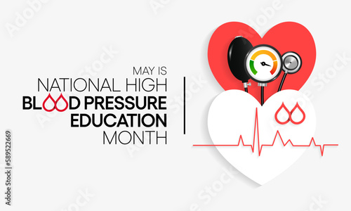 High Blood pressure (HBP) education month is observed every year in May. it is also called hypertension. vector illustration