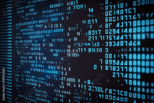 blue digital binary data on computer