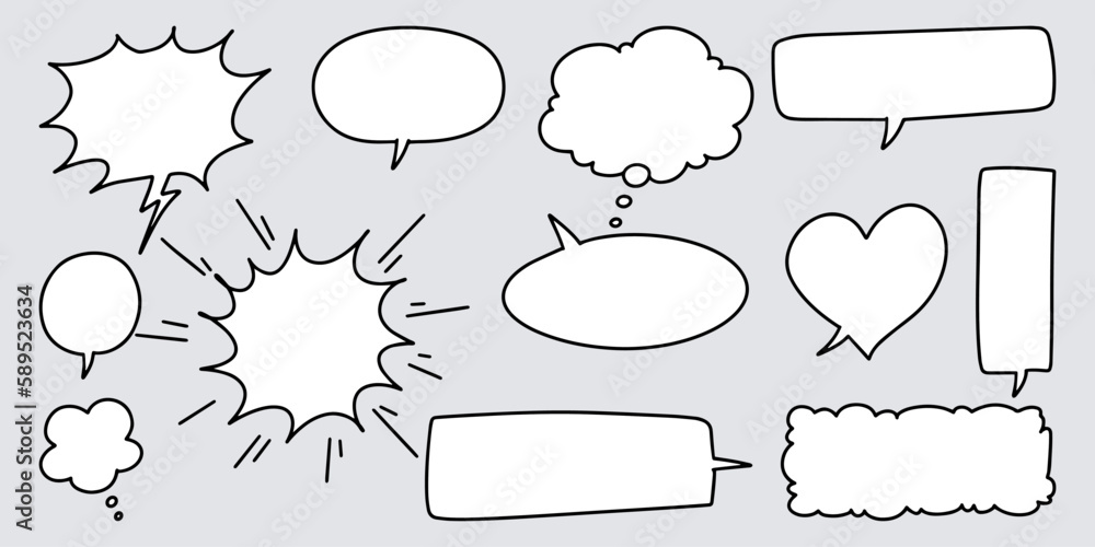 Obraz premium Doodle sketch style of speech bubbles hand drawn illustration. for concept design.