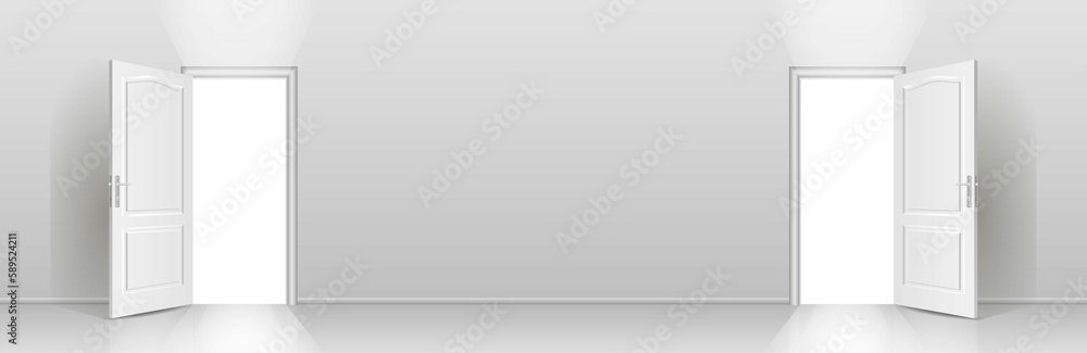 The interior of an empty room with a white wall and an open door.
Free space for copying, banner.
The interior of an empty room with a white wall and an open door.
Free space for copying, banner.