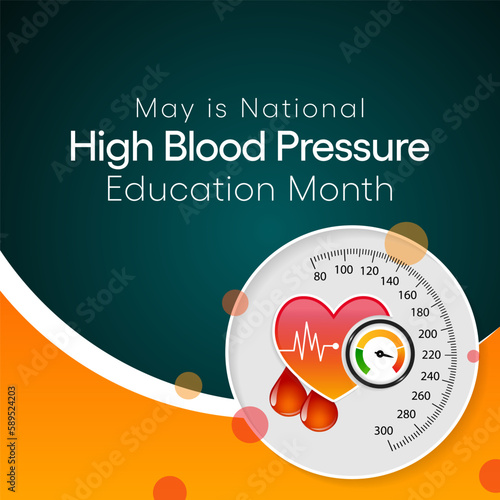 High Blood pressure (HBP) education month is observed every year in May. it is also called hypertension. vector illustration