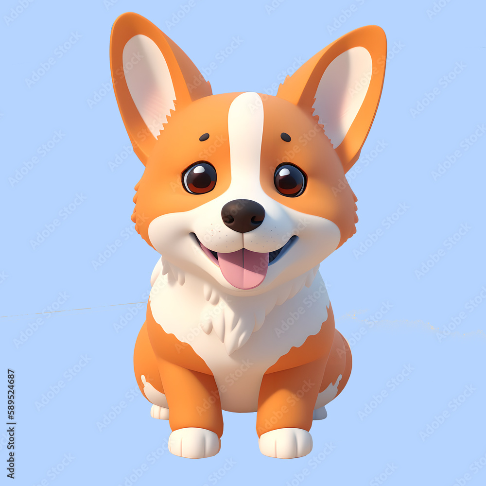Fototapeta premium Cartoon character cute funny corgi.
