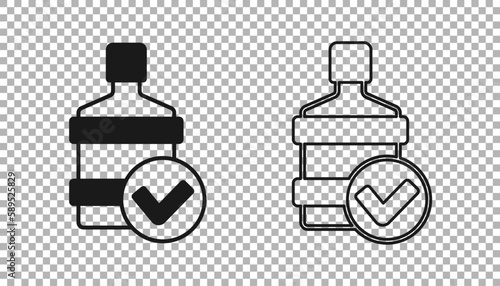Black Big bottle with clean water icon isolated on transparent background. Plastic container for the cooler. Vector