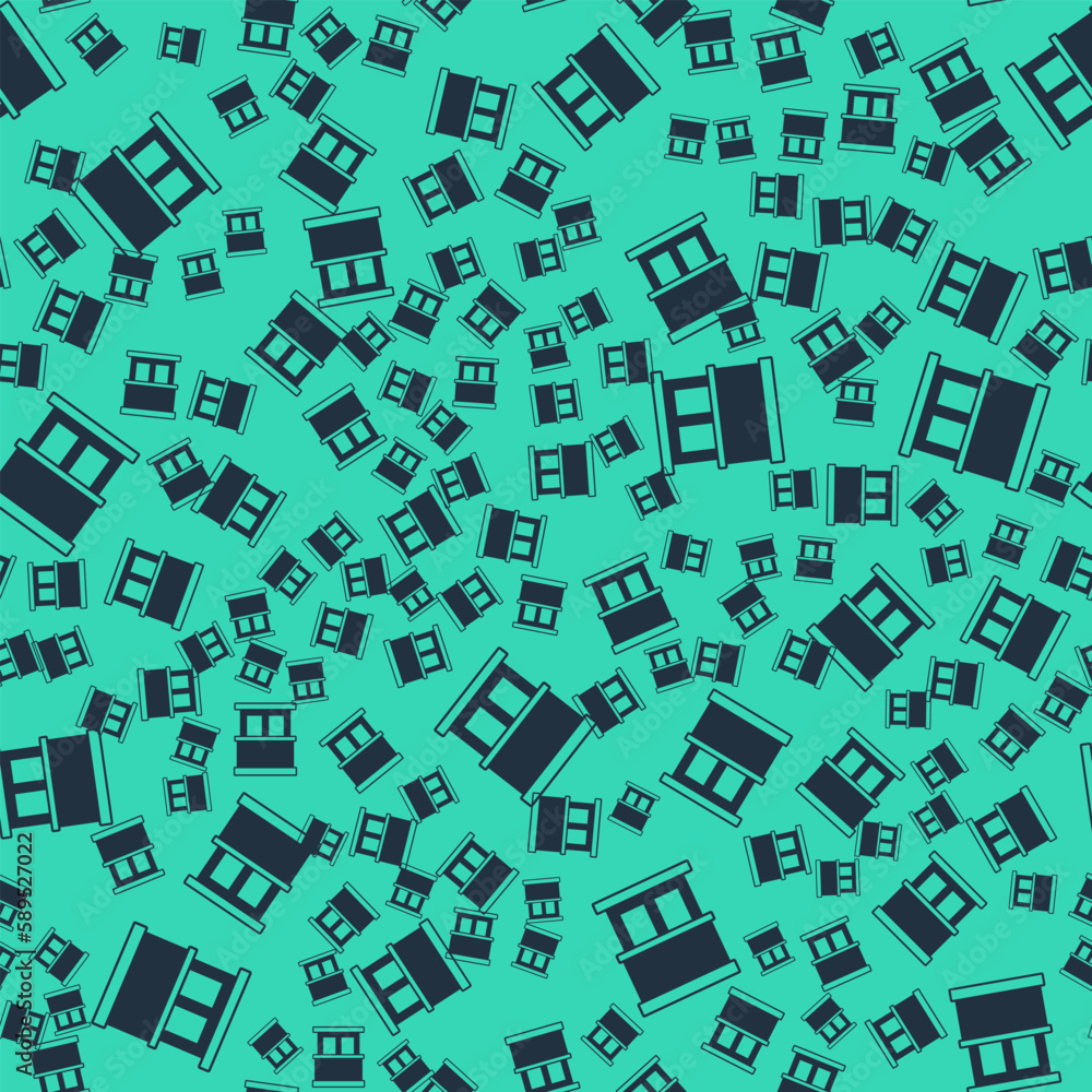 Black Window with curtains in the room icon isolated seamless pattern on green background. Vector Black Window with curtains in the room icon isolated seamless pattern on green background. Vector