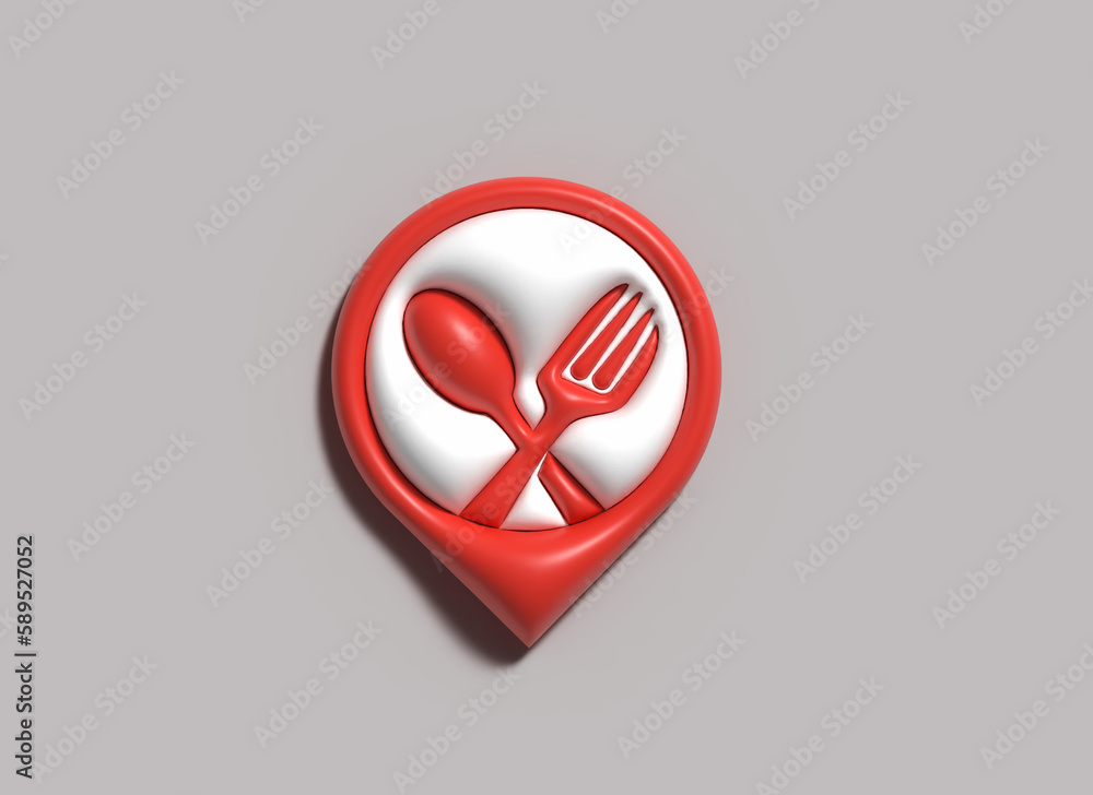 Restaurant Application Icons logo 3d illustration design. Restaurant Application Icons logo 3d illustration design.