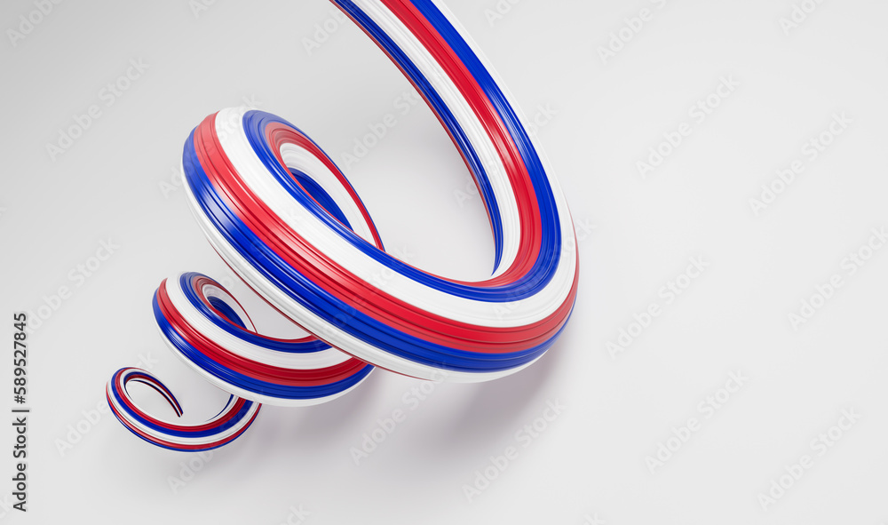 3d Flag of Paraguay, 3d Spiral Glossy Ribbon Flag Of Paraguay On White Background, 3d illustration