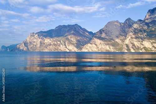 lake, mountain and blue sky